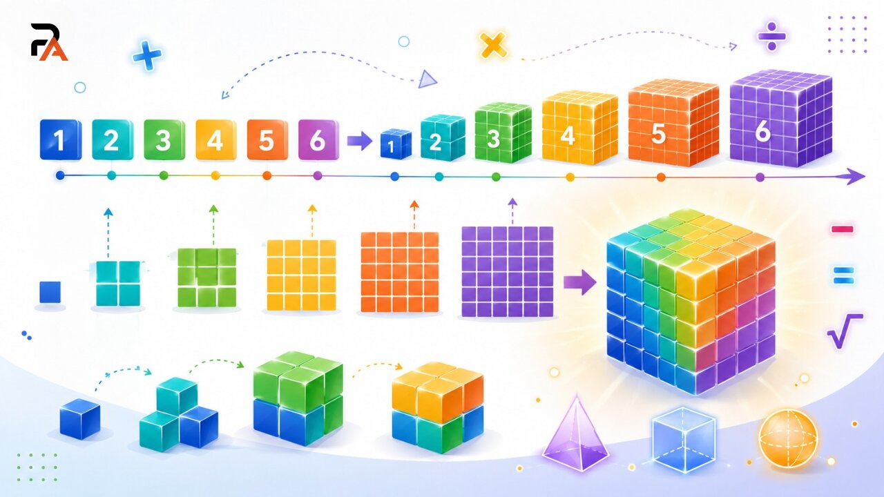 Square and cube number series pattern illustration